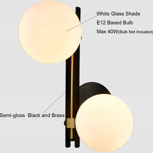 Caldaro Bitonto Mid-Century Wall Light 2-Light Opal Globe Glass Shade