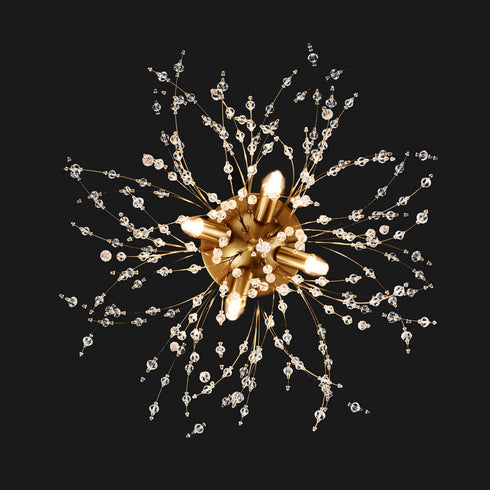 Modern Crystal Semi Flush Ceiling Light 4-Light Dandelion Chrome