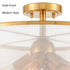 Modern Gold Drum Ceiling Light Organza Lamp Shade 6-Light