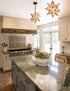 Moravian Star Pendant Chandelier Seeded Glass Black 19 Inches