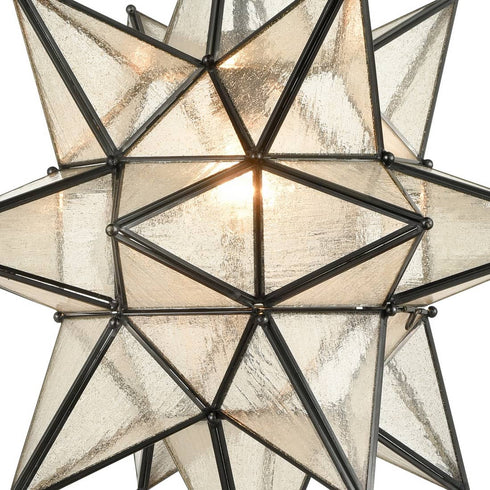 Moravian Star Pendant Chandelier Seeded Glass Black 19 Inches