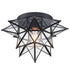 Vieste Seeded Glass Black Moravian Star Flush Mount Ceiling Light, 13-Inch