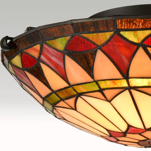 Tiffany Semi Flush Ceiling Light Stained Glass Colorful