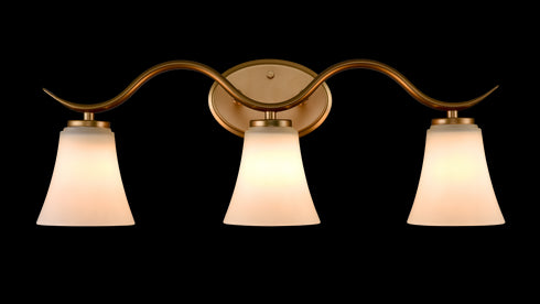 Baldo Farmhouse Black Bathroom Vanity Light Fixture with Milk Glass Shade 3-Light