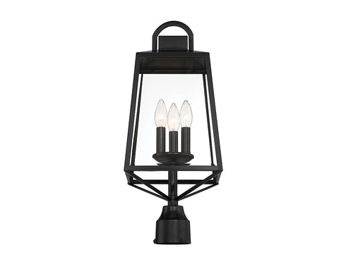 Inglewood 3-Light Outdoor Post Lantern in Black