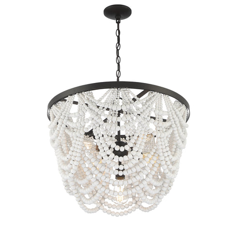 5-Light Chandelier in White with Oil Rubbed Bronze