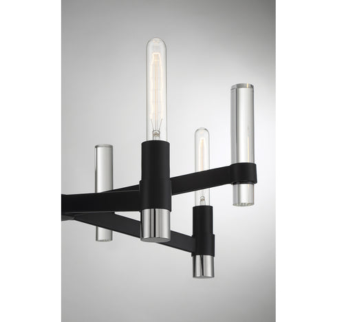 Windamere 4-Light Chandelier in Textured Black with Polished Nickel Accents