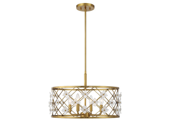 Bailey 4-Light Convertible Semi-Flush or Pendant in Warm Brass