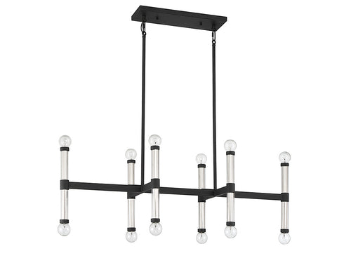Kingsburg 12-Light Linear Chandelier in Matte Black