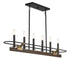 Icarus 6-Light Linear Chandelier in Burnished Brass with Walnut