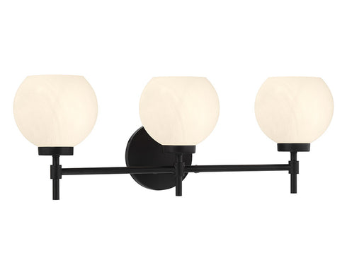 Hannah 3-Light Bathroom Vanity Light in Matte Black