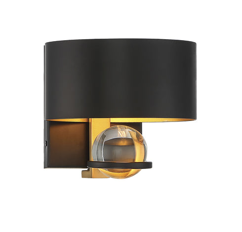 Chambord 1-Light Wall Sconce in Vintage Black with Warm Brass Accents