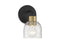 Flagler 1-Light Wall Sconce in Matte Black with Warm Brass Accents