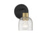 Flagler 1-Light Wall Sconce in Matte Black with Warm Brass Accents
