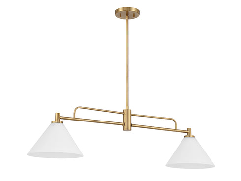 2-Light Linear Chandelier in Natural Brass