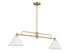 2-Light Linear Chandelier in Natural Brass