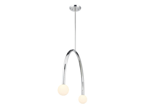 2-Light Chandelier in Natural Brass