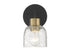 Flagler 1-Light Wall Sconce in Matte Black with Warm Brass Accents