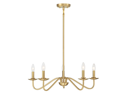 5-Light Chandelier in Natural Brass