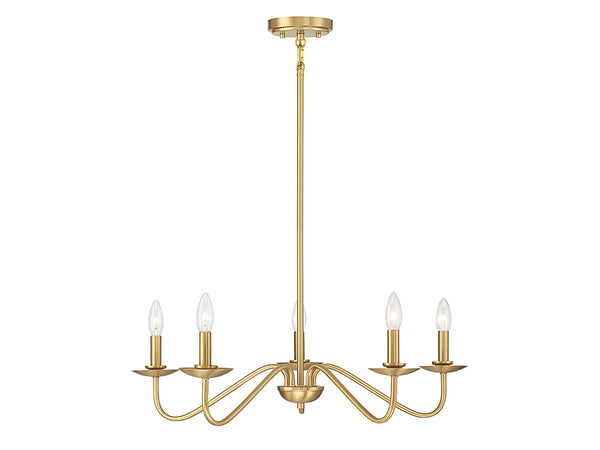 5-Light Chandelier in Natural Brass