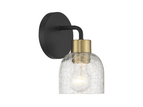 Flagler 1-Light Wall Sconce in Matte Black with Warm Brass Accents