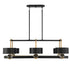 Chambord 6-Light Linear Chandelier in Vintage Black with Warm Brass Accents