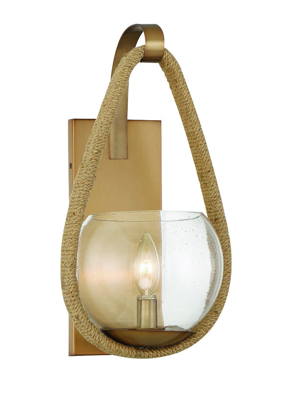 Ashe 1-Light Wall Sconce in Warm Brass and Rope