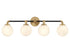 Dresden 4-Light Bathroom Vanity Light in Matte Black with Warm Brass Accents