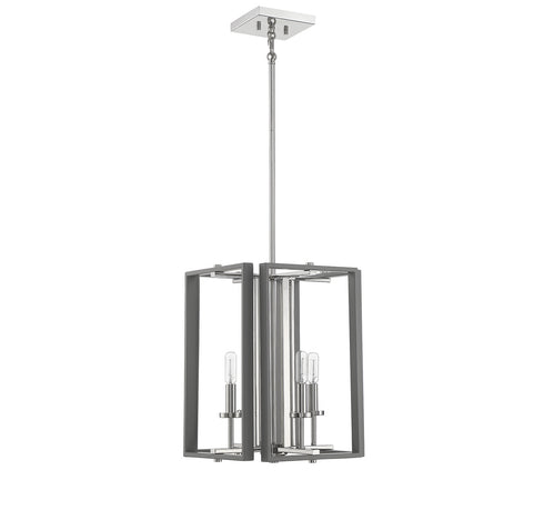 Champlin 4-Light Pendant in Navy with Polished Nickel Accents