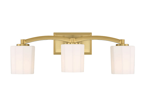 Whitney 3-Light Bathroom Vanity Light in Warm Brass