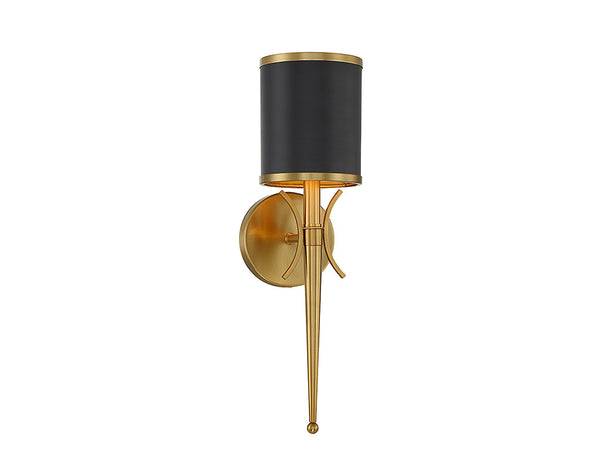 Quincy 1-Light Wall Sconce in Matte Black with Warm Brass Accents