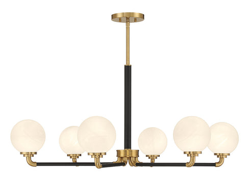 Dresden 6-Light Chandelier in Matte Black with Warm Brass Accents