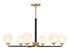 Dresden 6-Light Chandelier in Matte Black with Warm Brass Accents