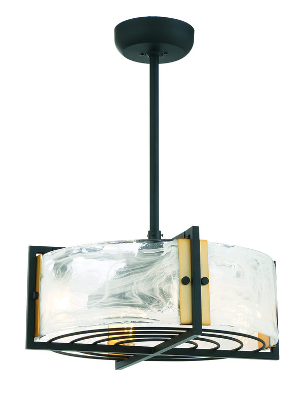 Hayward 4-Light Fan D'Lier in Matte Black with Warm Brass Accents