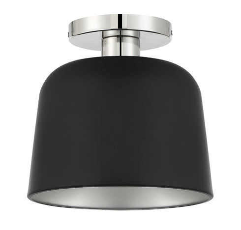 1-Light Ceiling Light in White with Natural Brass