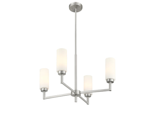 4-Light Chandelier in Natural Brass