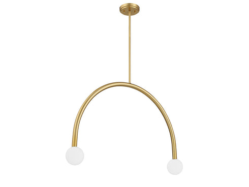 2-Light Chandelier in Natural Brass