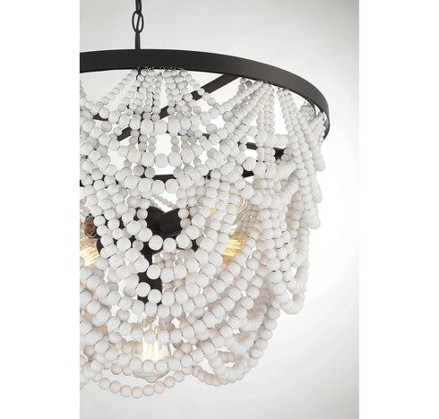 5-Light Chandelier in White with Oil Rubbed Bronze