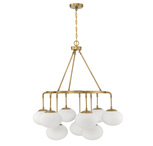 9-Light Chandelier in Natural Brass