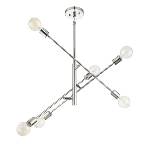 6-Light Chandelier in Polished Nickel