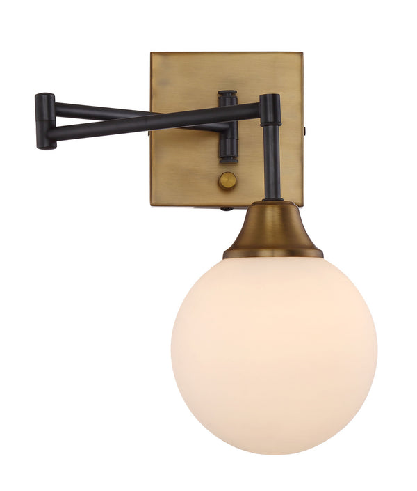 1-Light Adjustable Wall Sconce in Oiled Rubbed Bronze with Natural Brass