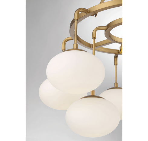 9-Light Chandelier in Natural Brass