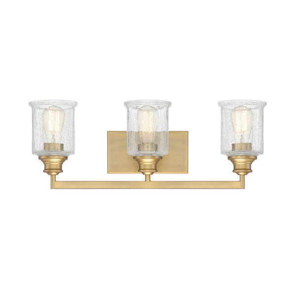 Hampton 3-Light Bathroom Vanity Light in Warm Brass