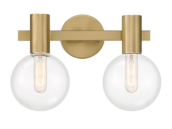 Wright 2-Light Bathroom Vanity Light in Warm Brass