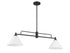 2-Light Linear Chandelier in Natural Brass