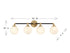 Dresden 4-Light Bathroom Vanity Light in Matte Black with Warm Brass Accents