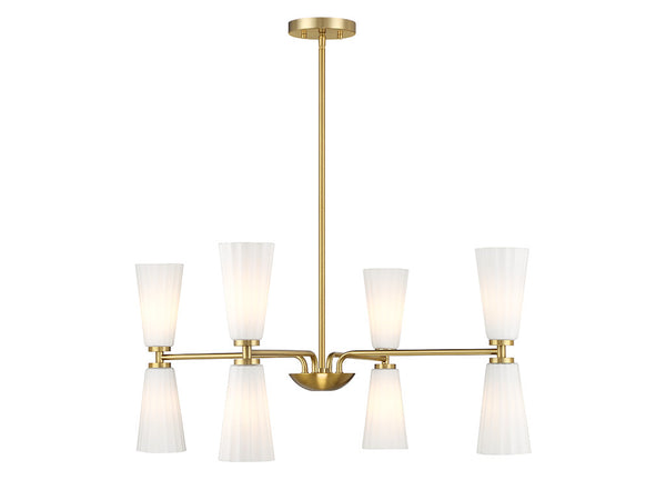 8-Light Chandelier in Natural Brass