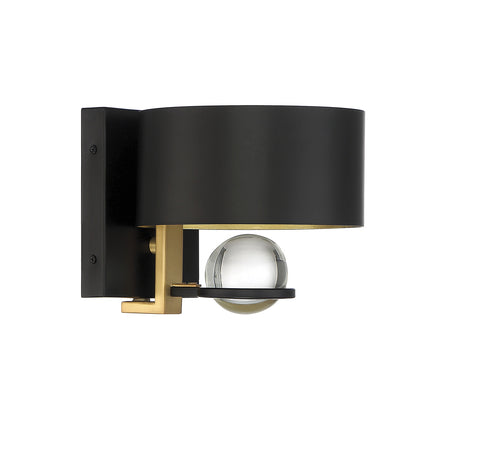 Chambord 1-Light Wall Sconce in Vintage Black with Warm Brass Accents