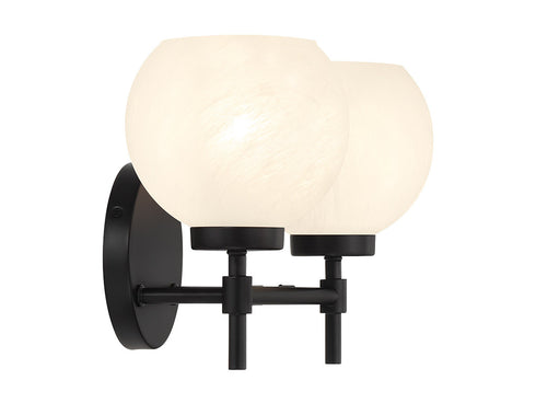 Hannah 2-Light Bathroom Vanity Light in Matte Black