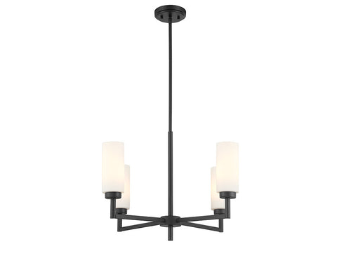 4-Light Chandelier in Natural Brass